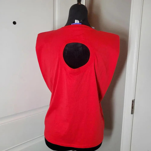 NWT FUTURE COLLECTIVE Kahlana Barfield Brown Sleeveless Cut-Out Back T-Shirt Red - Picture 14 of 15
